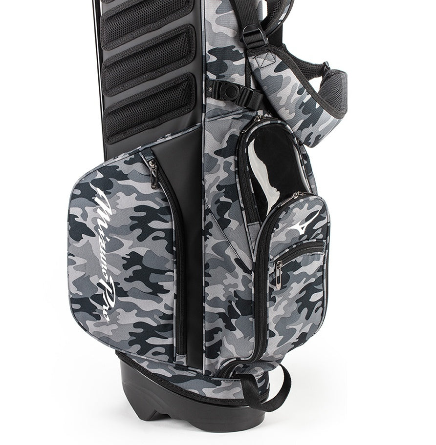 Black Camo Vintage Leather Sunday Golf Bag with Stand, featuring High-Capacity Storage for Golf Clubs