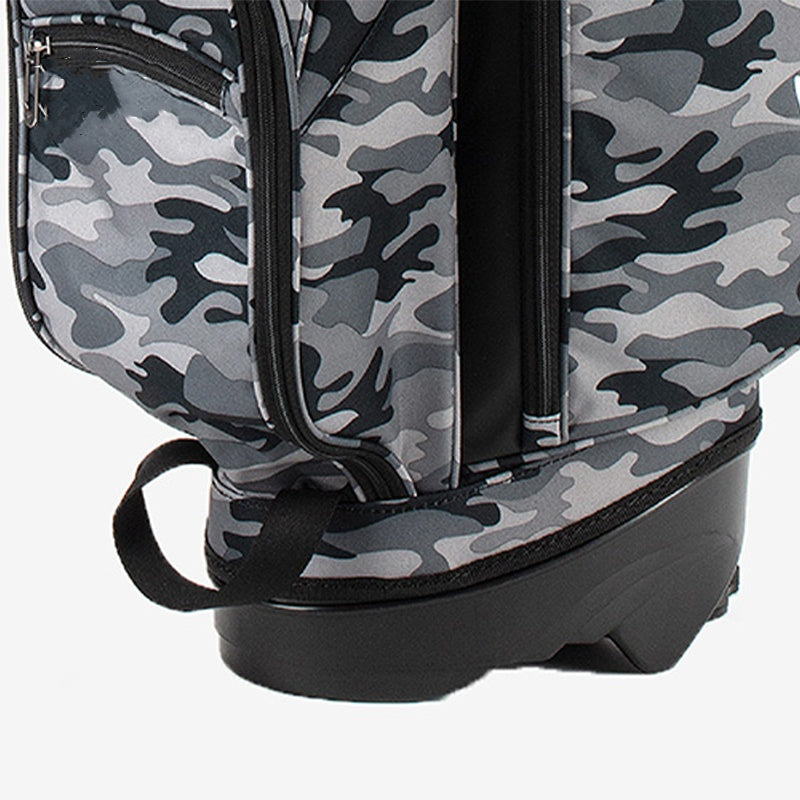 Black Camo Vintage Leather Sunday Golf Bag with Stand, featuring High-Capacity Storage for Golf Clubs