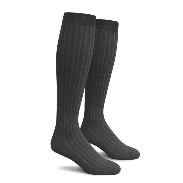 Charcoal solid color over-the-calf knee high golf socks showing comfort fit design