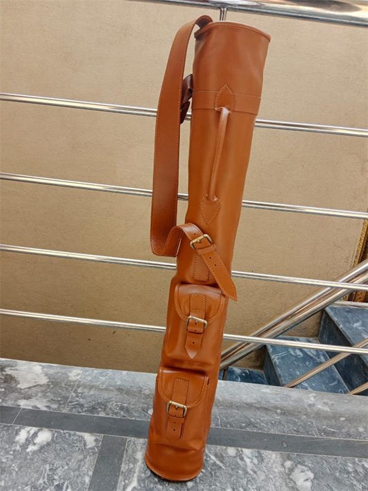 Premium Tan Leather Vintage Golf Bag, a sophisticated choice for the refined golfer seeking a classic Sunday club carrier