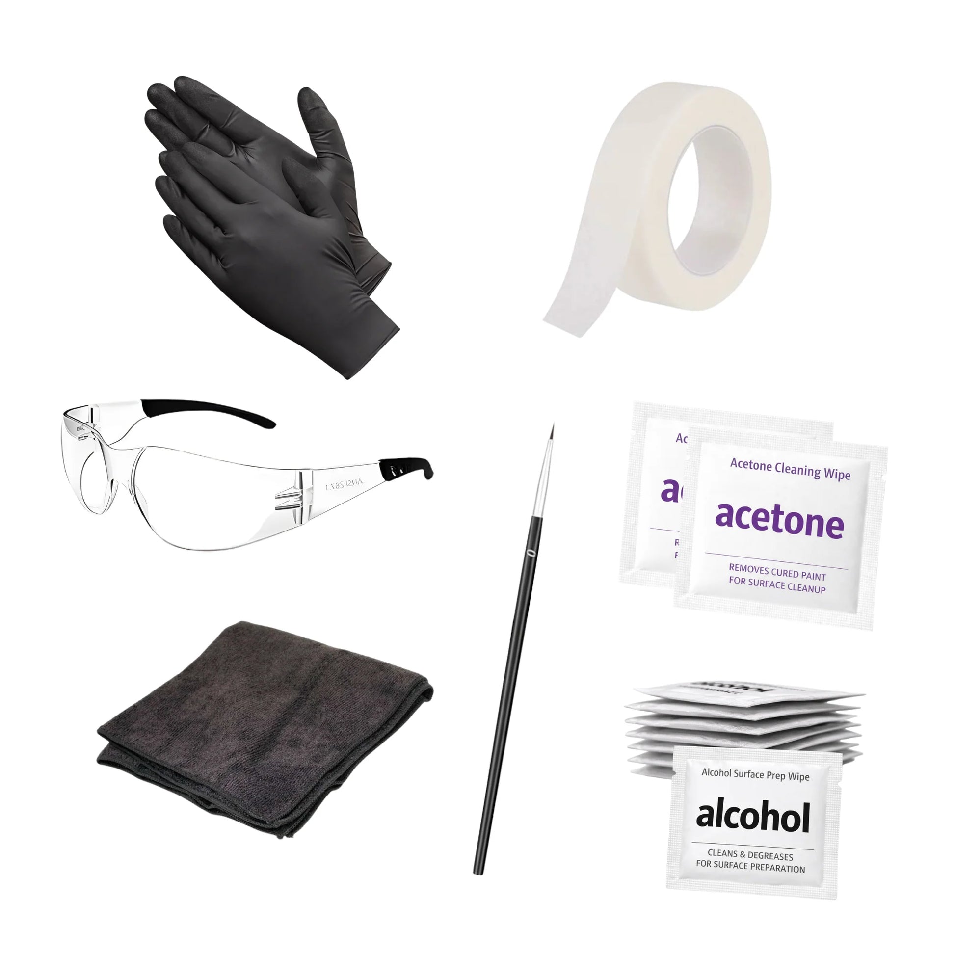 Golf club stamping prep kit with cleaning wipes alignment tape gloves microfiber cloth and brush for club head engraving