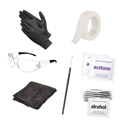 Golf club stamping prep kit with cleaning wipes alignment tape gloves microfiber cloth and brush for club head engraving