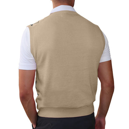 HickoryGolfStore Khaki Black Argyle Golf Sweater – Classic Hickory Style Knit Vest