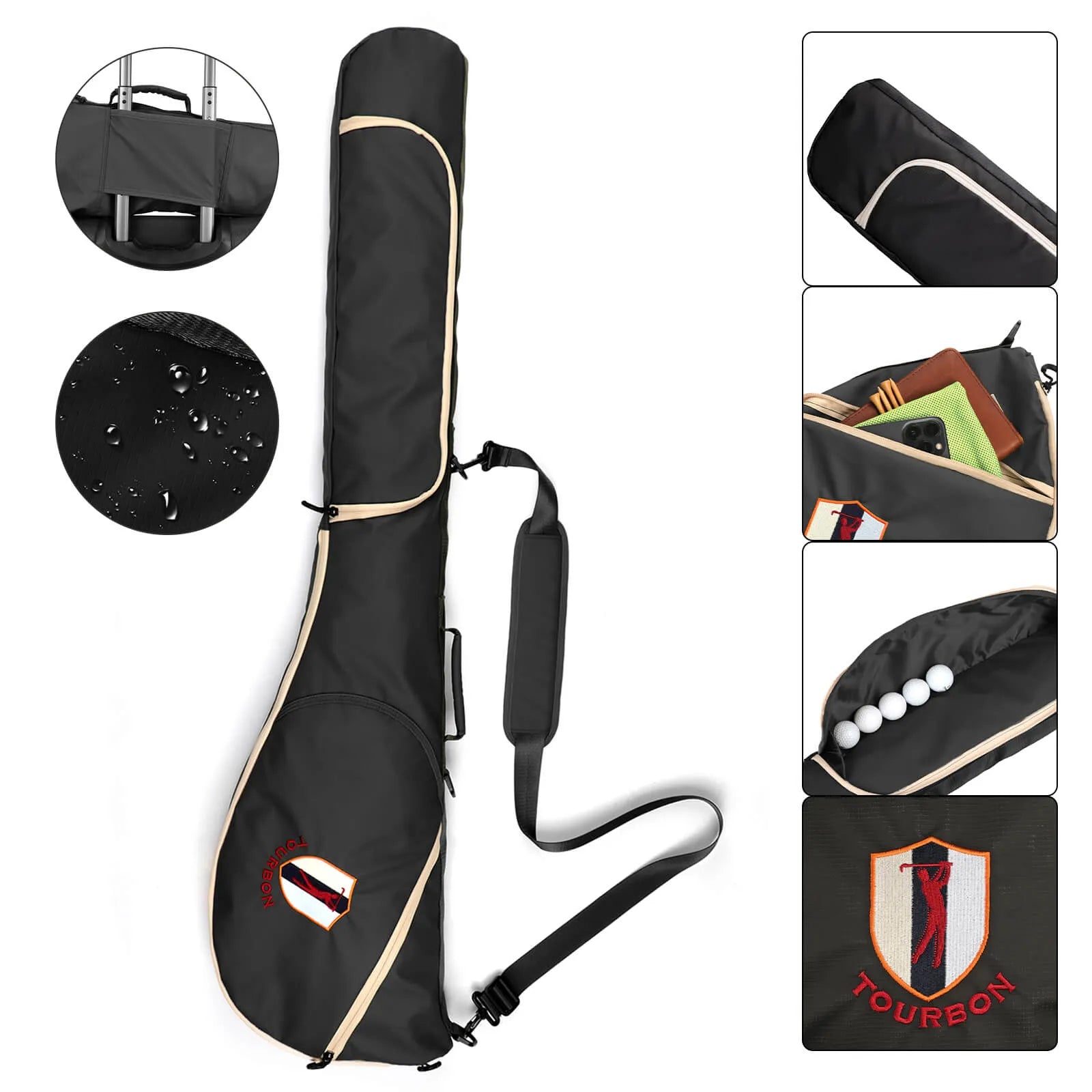 Lightweight green Sunday golf bag for carrying 3 to 8 clubs to the range short course or hickory golf round