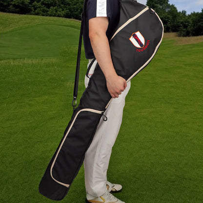 Lightweight green Sunday golf bag for carrying 3 to 8 clubs to the range short course or hickory golf round