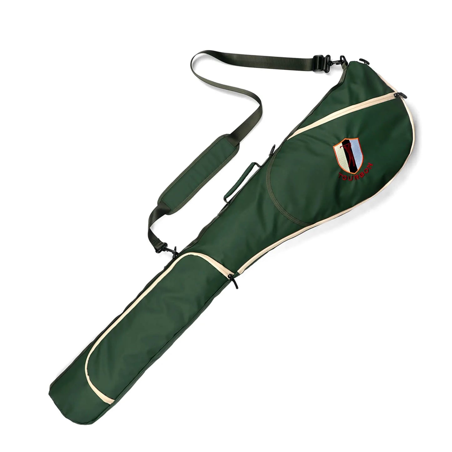 Lightweight green Sunday golf bag for carrying 3 to 8 clubs to the range short course or hickory golf round