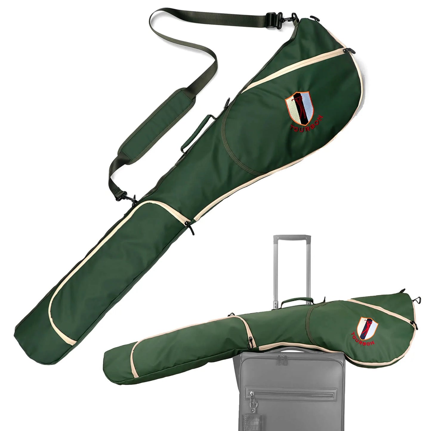 Lightweight green Sunday golf bag for carrying 3 to 8 clubs to the range short course or hickory golf round