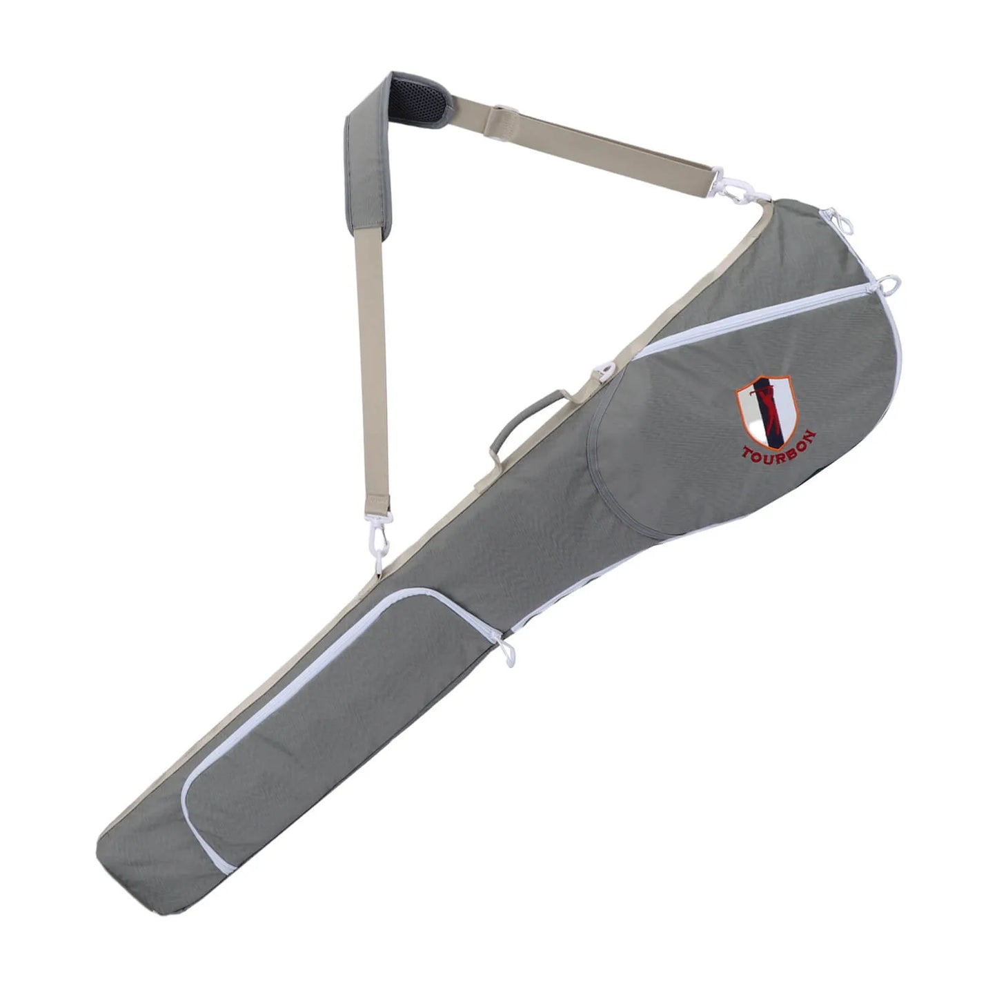 Lightweight green Sunday golf bag for carrying 3 to 8 clubs to the range short course or hickory golf round