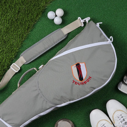Lightweight green Sunday golf bag for carrying 3 to 8 clubs to the range short course or hickory golf round