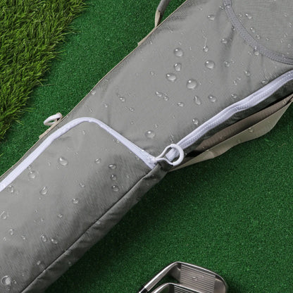 Lightweight green Sunday golf bag for carrying 3 to 8 clubs to the range short course or hickory golf round