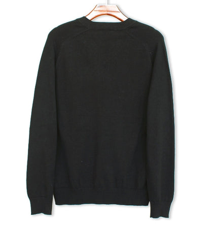 HickoryGolfStory Long Sleeve Solid Golf Sweater Mens Black Cotton Pullover