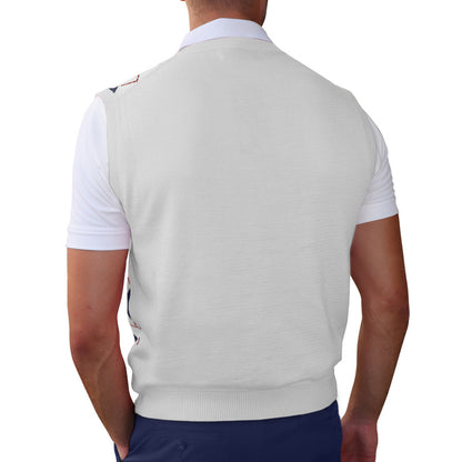 Men’s Argyle Golf Sweater Vest White Dark green Navy – Classic Golf Knitwear from HickoryGolfStore