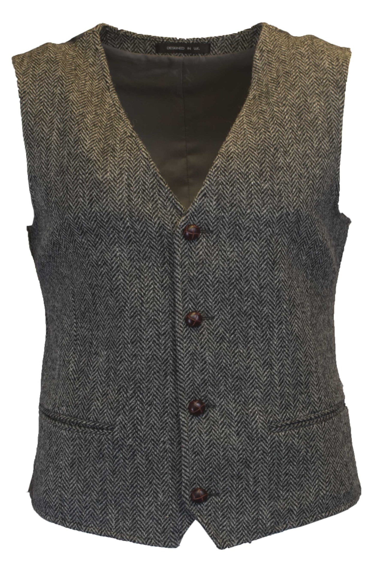 Men's Classic Scottish Harris Tweed Waistcoat in Steel Grey on HickoryGolfStore
