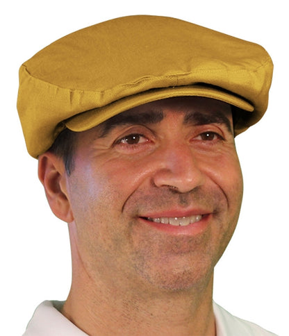 Gold cotton-linen men’s golf hat – HickoryGolfStore flat cap