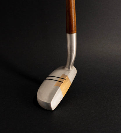 Otey 4HB “Founder’s Favorite” handcrafted hickory blade putter with brass insert, offset hosel and leather grip