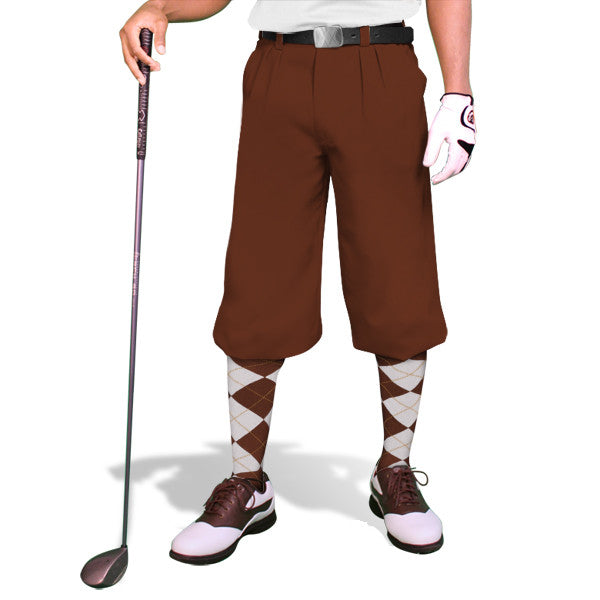 Classic 'Par 3' Men's Golf Plus Fours Knickers in brown for traditional golfers