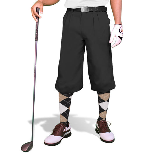 Premium 'Par 3' Men's Plus Fours Golf Knickers in black, ideal for golfing