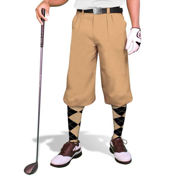 Par 3' Men's Plus Fours Golf Knickers in khaki, perfect for stylish golfers