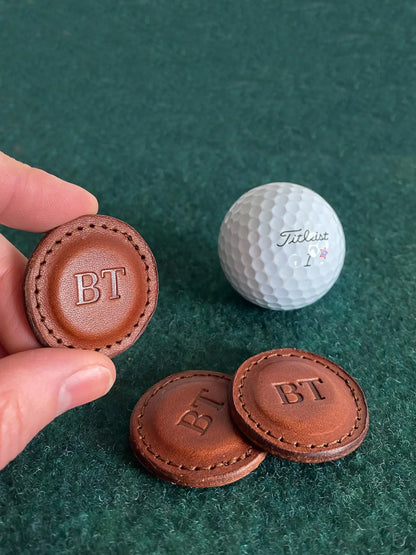 Premium Leather Golf Ball Marker Set of 2