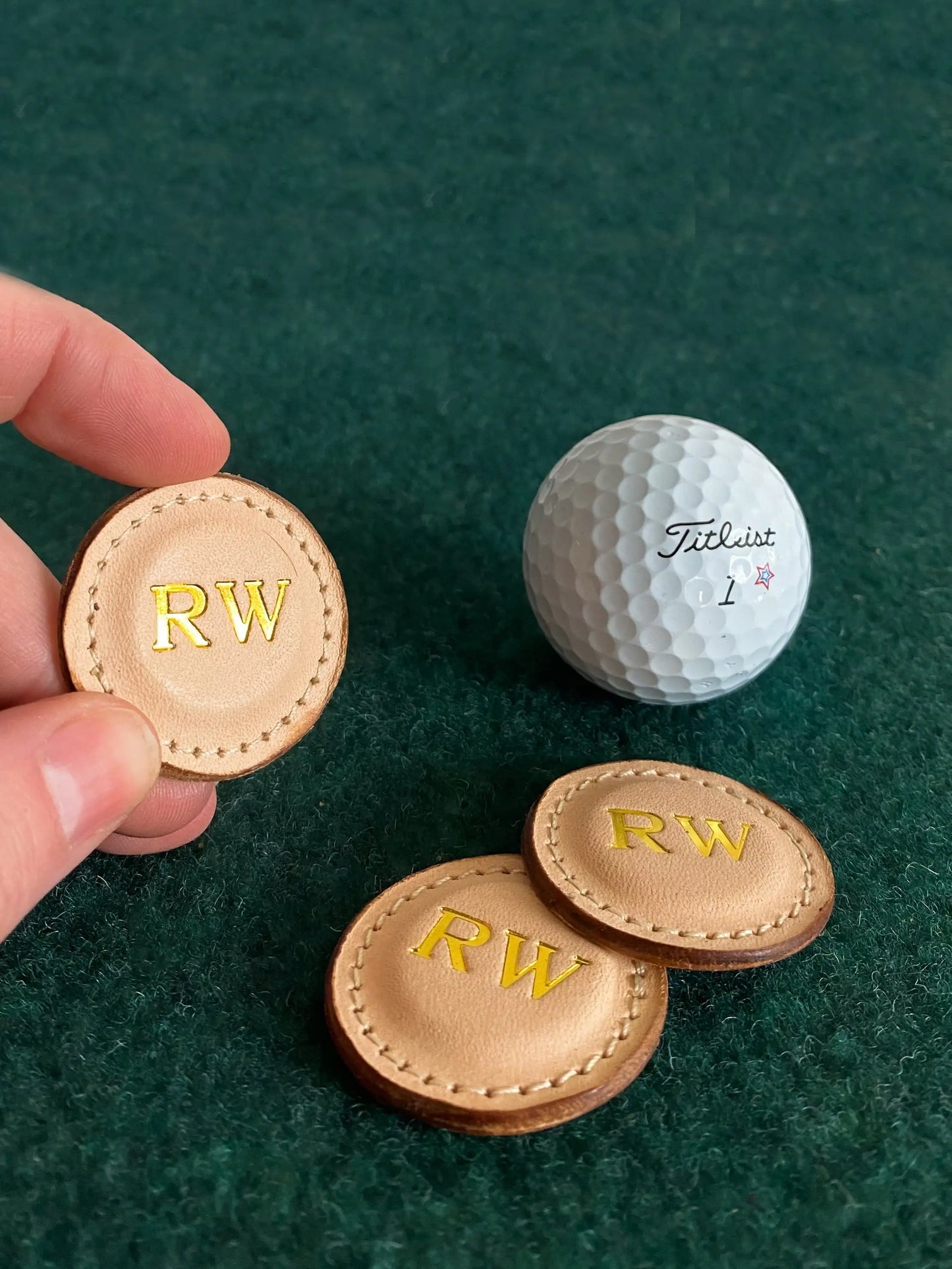 Premium Leather Golf Ball Marker Set of 2