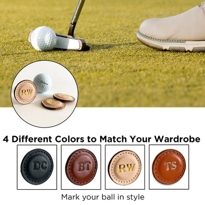 Premium Leather Golf Ball Marker Set of 2