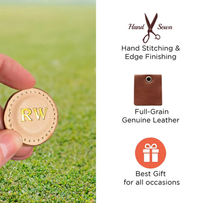 Premium Leather Golf Ball Marker Set of 2