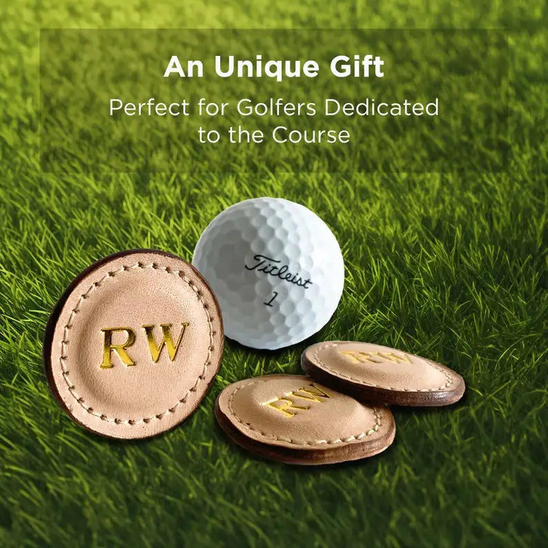 Premium Leather Golf Ball Marker Set of 2