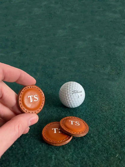 Premium Leather Golf Ball Marker Set of 2