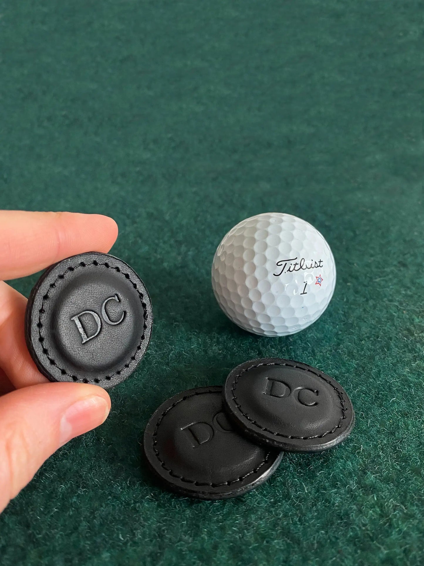 Premium Leather Golf Ball Marker Set of 2