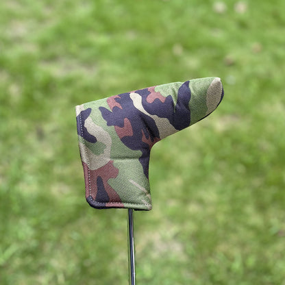 Vintage Camo Nylon Right Angle Blade Putter Head Covers - Durable, Water Resistant, Easy to Use