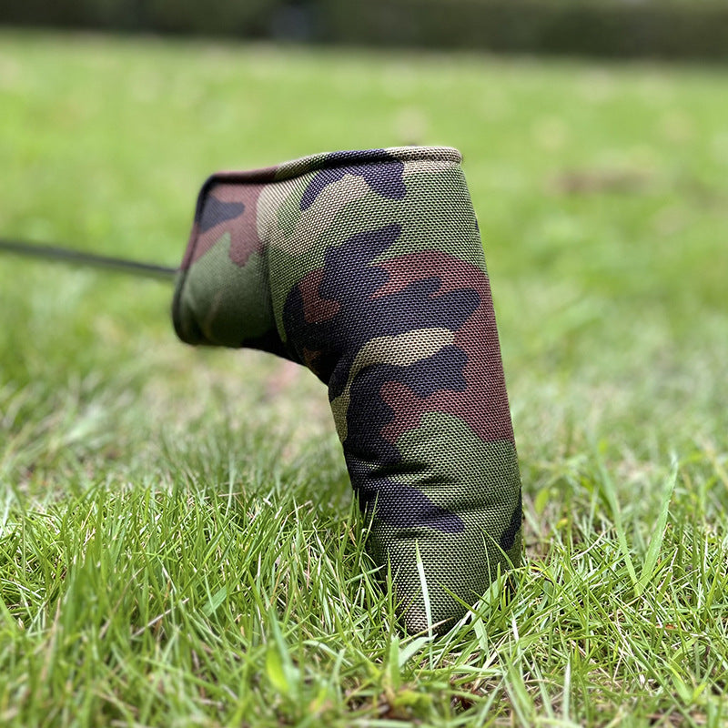 Vintage Camo Nylon Right Angle Blade Putter Head Covers - Durable, Water Resistant, Easy to Use