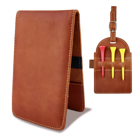 Vintage Leather Golf Scorecard Holder & Yardage Book | Brown