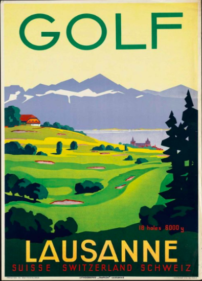 Lausanne Vintage Golf Poster