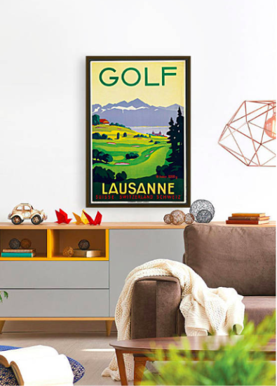 Lausanne Vintage Golf Poster