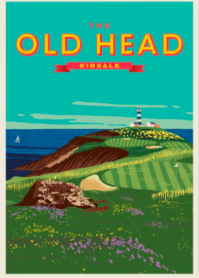 The Old Head of Kinsale vintage golf poster