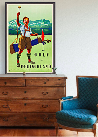 Golf in Deutschland - Vintage German golf Travel Poster 1927