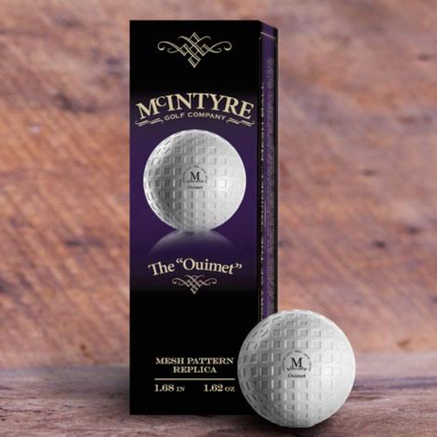 McIntyre - The “Ouimet” 12 replica golf ball Gift Box (Wrapped Balls) 3 ball sleve