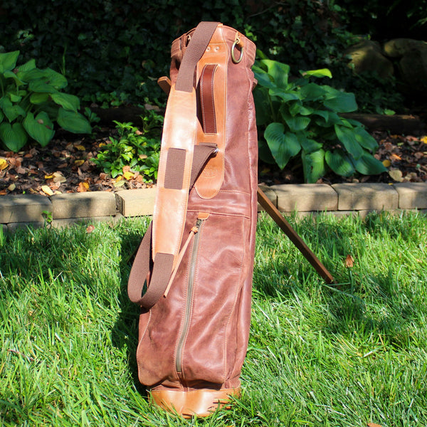 Leather, Golf Bag, Sunday Golf Bag, Steurer Golf Bag, Steurer & Co., Hand made in Kentucky, Leather Goods, Hickory, Minimalist Golf, Minimalist Bag, Pencil Golf Bag, Leather Goods, Made in the USA