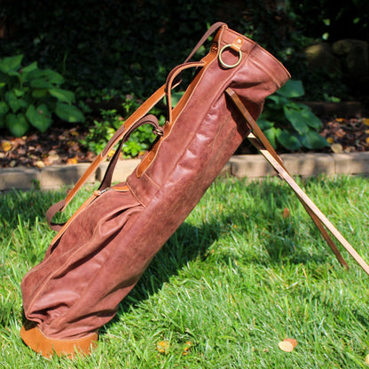 Leather, Golf Bag, Sunday Golf Bag, Steurer Golf Bag, Steurer & Co., Hand made in Kentucky, Leather Goods, Hickory, Minimalist Golf, Minimalist Bag, Pencil Golf Bag, Leather Goods, Made in the USA
